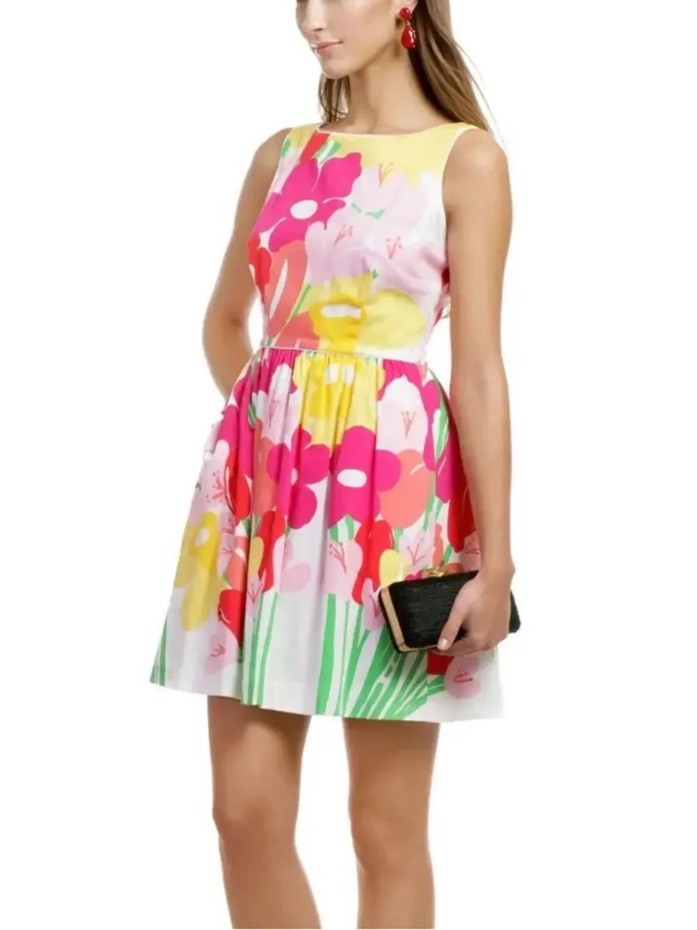 Lilly Pulitzer May Flowers Sleeveless  Bold Floral Fit-and-Flare Dress, 12